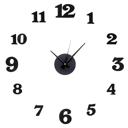 MPM Quality DIY Black Wall Clock, DIY Sticker Wanduhr, Schwarz,Originelle Design Wanduhr, Schaumstoff-Ziffern mit Glanz Oberfläche, Elegante Dekoration für Wohnzimmer, Schlafzimmer, Küche,Büro von MPM Quality