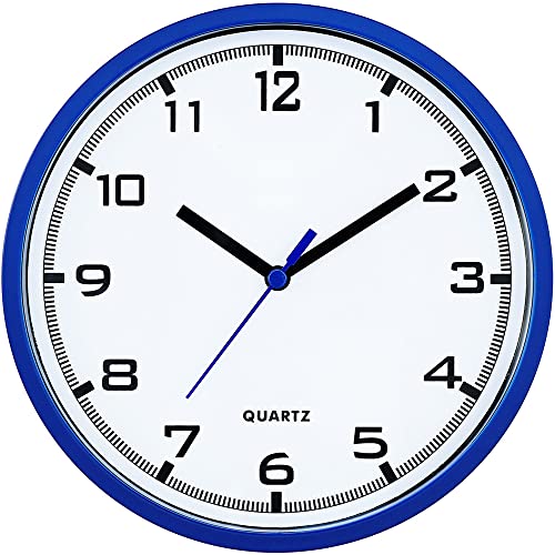 MPM Quality Design Wanduhr, Moderne Uhr, Wand-Deko aus Kunststoff, Blau/Weiß, Quarz-Schrittmotor, das ideale Accessoire für jeden Raum im Haus: Wohnzimmer, Schlafzimmer, Küche, Büro, Größe: ∅ 200 mm von MPM Quality