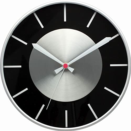 MPM Quality Wanduhr aus Kunststoff in modernem Design. Kunststoff, Glas, Trittstufe, 1x AA-Batterie, 300 x 45 mm von MPM Quality