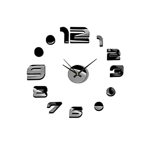 MPM 3D Wanduhr zum Aufkleben Hellschwarz, DIY Wanduhr modern aus der Kombination von Kunststoff und Glas von MPM Quality