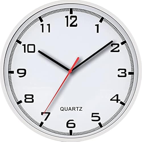 MPM, Analoge Wanduhr - Hochwertiger Kunststoffrahmen, das ideale Accessoire für jeden Raum im Haus,1x Bleistiftbatterie AA, Quarz - Schrittbewegung, Durchmesser 305 mm, Mineralglas von MPM Quality