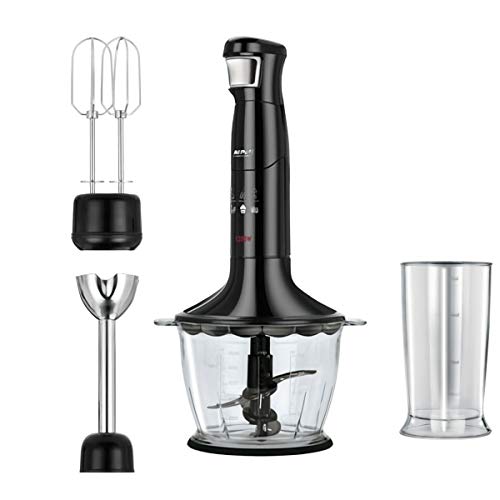 MPM MBL-29/C Handmixer-Set, Mahlwerk und Stäbe, mit Zubehör, Edelstahl, Soft-Touch-Funktion 1200 W, BPA-frei, schwarz von MPM