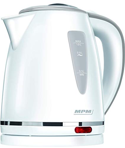 MPM MCZ-64 1-Liter-Kessel, BPA-frei, verdeckter Widerstand, 1200 W mit automatischer Abschaltung beim Kochen, kabellos 360º ohne Kabel, Blanco von MPM