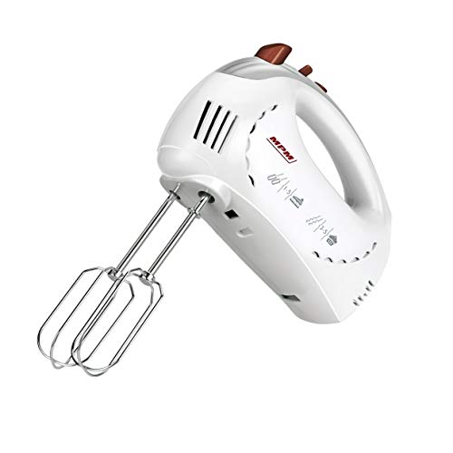 MPM MMR-15 Handrührer, Handmixer, 5 Geschwindigkeitsstufen + Turbo, Edelstahl-Knethaken und-Schneebesen, 300W, 300, Weiß von MPM