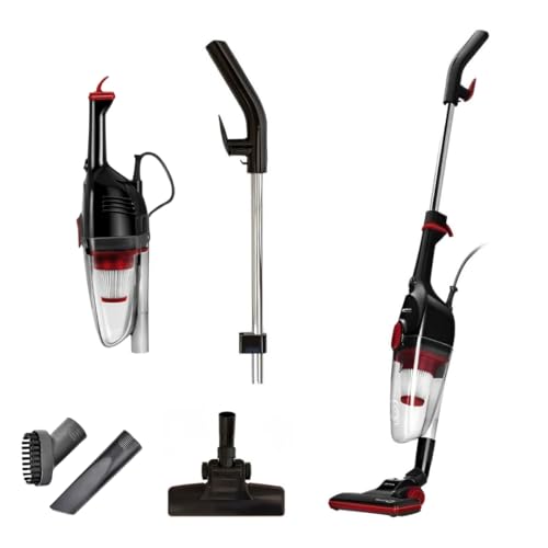 MPM - MOD-39-2in1 Stiel-Staubsauger - mit 6 m langem Kabel - Vertikal und Hand - mit Abnehmbarem Staubbehälter 0,6 L - mit wiederverwendbaren Filtern - 1,8 kg Leicht - Leise - Beutellos - Schwarz von MPM