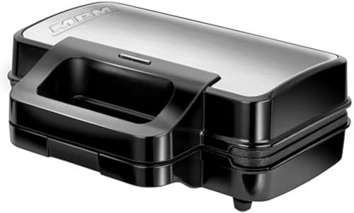 MPM - MOP 43M - 3 in 1- Küchengerät - Sandwichmaker + Kontaktgrill + Waffeleisen - für 4 dreieckige Sandwiches/Panini oder 2 belgische Waffel - mit abnehmbaren Platten - 1000 W - mit Thermostat von MPM