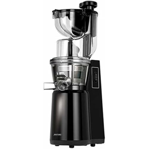 MPM MSO-16 Slow Juicer, Kaltgepresster Gemüse-und Fruchtsaftpresse, niedrige Geschwindigkeit 60 RPM, Langsamer Entsafter, Breiter Mund, Umgekehrte Funktion 200W, 200, 1 Liter, Schwarz von MPM