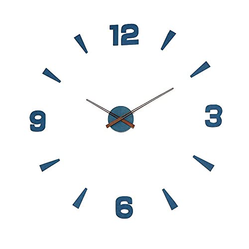 MPM Quality Modern DIY Blue Wall Clock - Originelles Design der DIY-Aufkleber-Wanduhr. natürliche 3D -Zahlen und Holzzeiger, Voll geformte 3D-Ziffern und Indizes in Blauer Farbe. 600 mm, Small/Normall von MPM Quality