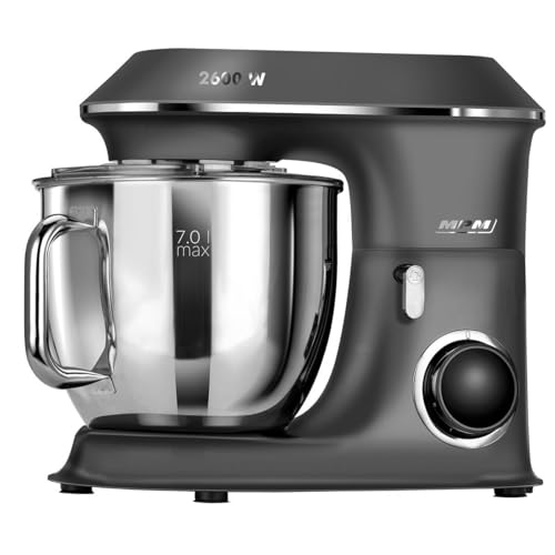 MPM Planetarische Küchenmaschine mit Zubehör, Küchenmixer mit zwei 7L Rührschüsseln, Küchenroboter, 2600W, Anthrazit MPM Planetarische Küchenmaschine mit Zubehör, Küchenmixer mit zwei 7L Rührschüsseln, Küchenroboter, 2600W, Anthrazit von MPM