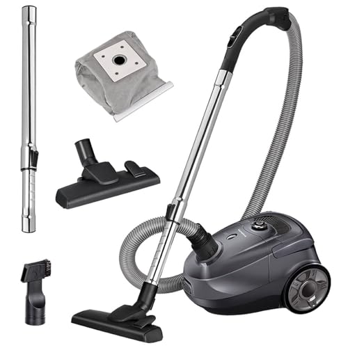 MPM Staubsauger MOD-52 - Bodenstaubsauger mit 5-stufigem Filtersystem - Leise Sauger Metall-Teleskoprohr, Saugleistungsregelung und waschbarem Stoffbeutel - Schwarz von MPM