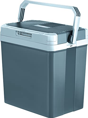 MPM Tragbare Elektrische Kühlbox, 30 Liter, Camping-Kühlschrank, 12 V und 220-240V für Auto, Kühl- und Warmhaltefunktion, ECO-Modus, Grau von MPM