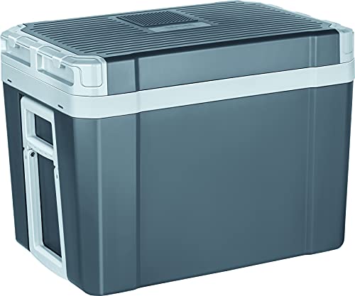 MPM Tragbare Elektrische Kühlbox mit Rädern, 35 Liter, Camping-Kühlschrank, 12 V und 220-240V für Auto, Kühl- und Warmhaltefunktion, ECO-Modus, Grau von MPM
