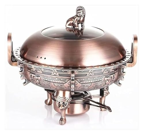 MPMPM Chafing Dish Buffet Set, Stainless Steel Round Buffet Warmer Tray Frame for Kitchen Party Dining Buffet,Gold(Brass) von MPMPM
