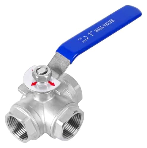 MPMPM Kugelhahn Edelstahl 3-Wege, T-Typ Volldurchgangs-Rohrkugelhahn mit Griff Innengewinde 1" DN25 2" DN50, for Flüssigkeit Wasser Öl Dampf(1") von MPMPM