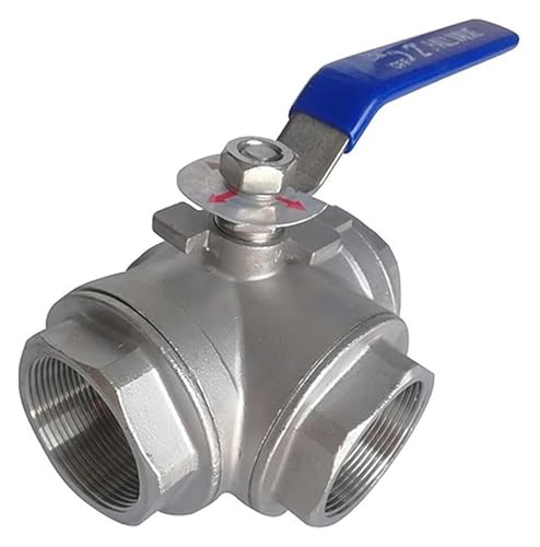 MPMPM Kugelhahn Edelstahl 3-Wege, T-Typ Volldurchgangs-Rohrkugelhahn mit Griff Innengewinde 1" DN25 2" DN50, for Flüssigkeit Wasser Öl Dampf(2") von MPMPM