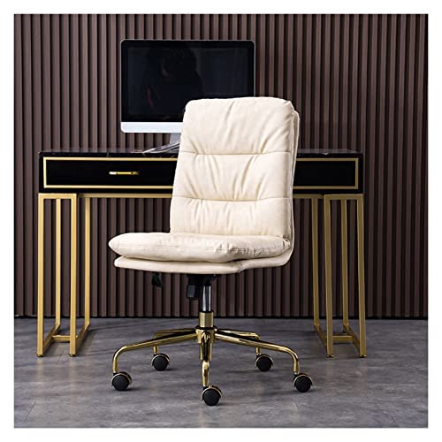Arbeitsstuhl PC Bürostuhl ohne Armlehnen, verstellbarer drehbarer Schreibtischstuhl Lederschlauch Swivel Bürostuhl mit Metallbasis Bürostühle(F) von MPOPO