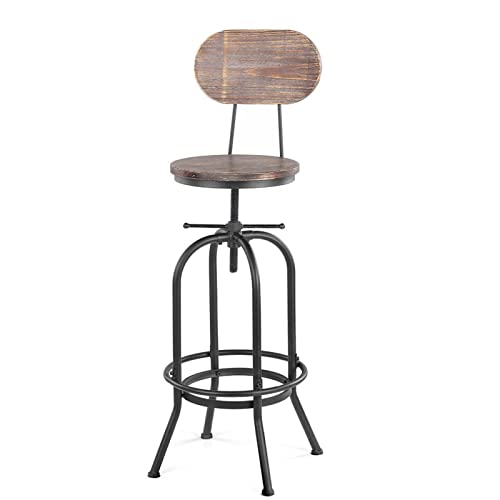 Inselstühle Industriellen stil Höhenverstellbarer Lift Swivel Küche Wohnzimmer Esszimmer Stuhl Kiefer oben Metall Barhocker mit Rückenlehne Arbeitsstuhl von MPOPO