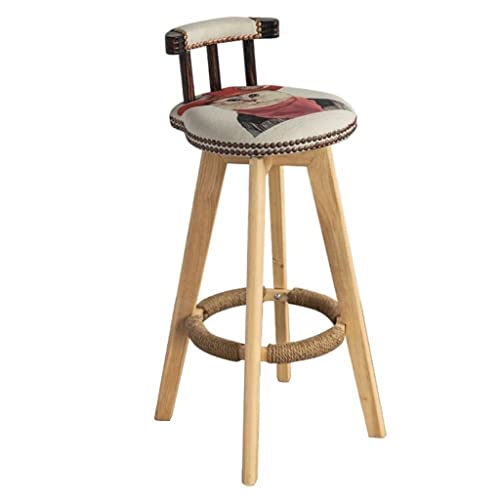 Inselstühle Nordischen einfachen runden Holzhocker Esszimmerstuhl an der Spitze Höhe PU Leder Kissenstuhl 360 Grad rotierende Lounge Bar Stuhl Arbeitsstuhl(Animal-B) von MPOPO