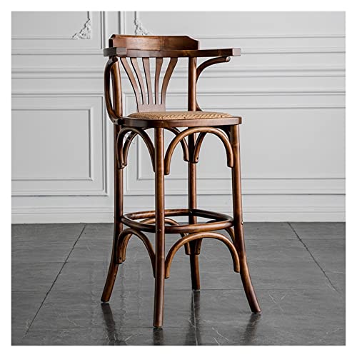 Inselstühle Solide Holzbar Stuhl mit ergonomischer Hochlehner mit Armlehne Esszimmerstuhl High Stool Freizeit Restaurant Cafe Bure Stuhl Arbeitsstuhl(B) von MPOPO