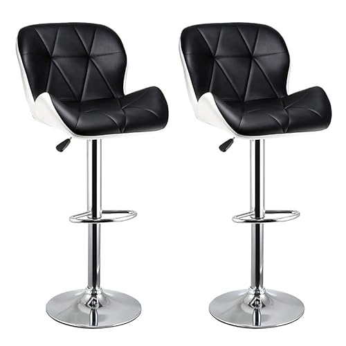 Island Stühle 2 PC/Setzen Sie den Barhocker moderne einfache Hochhocker hinten Stuhl Liftbarer Barhocker Abdeckung Leder Barhocker Zwei-Pack Arbeitsstuhl(Black) von MPOPO