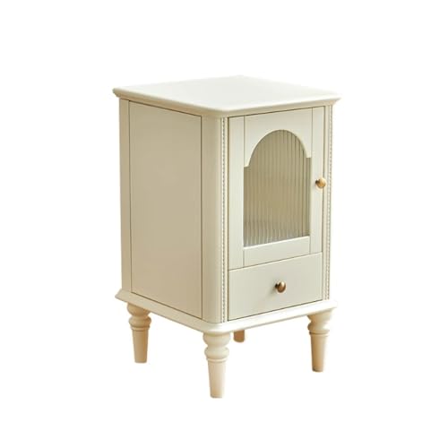 MPOPO Nachttisch Retro Akkordeon Nachttisch Klein Zuhause Schlafzimmer Massivholz Nachttisch Schmaler Schrank Beistelltische Wohnzimmer von MPOPO