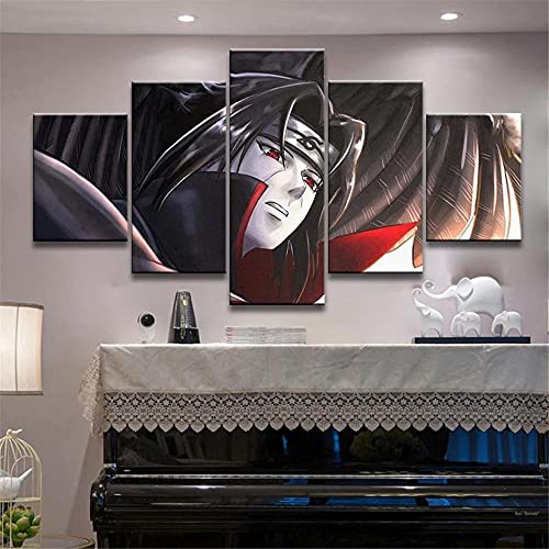 MPPSU Anime Manga Ninja Itachi Poster Wanddekoration Wohnzimmer Leinwandbild Jugendzimmer Poster Set Modern 5 Teiliges Wandbild Bedroom Decor XXL Bilder Mit Rahmen 100 * 50cm von MPPSU