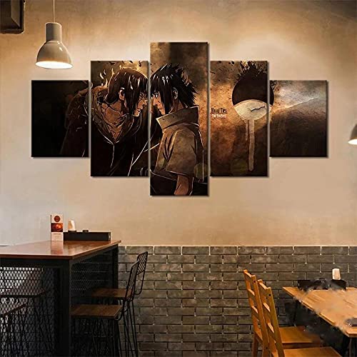 MPPSU Fire-Shadow Sasuke-Und-Itachi Anime Poster Wanddekoration Wohnzimmer Leinwandbild Jugendzimmer Poster Set Modern 5 Teiliges Wandbild Bedroom Decor XXL Bilder Mit Rahmen 150 * 80cm von MPPSU