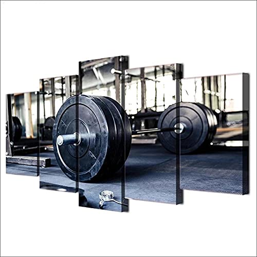 MPPSU Gewichtheben-Sport-Gym-Fitness-Poster Wanddekoration Wohnzimmer Leinwandbild Jugendzimmer Poster Set Modern 5 Teiliges Wandbild Bedroom Decor XXL Bilder Mit Rahmen 100 * 50cm von MPPSU