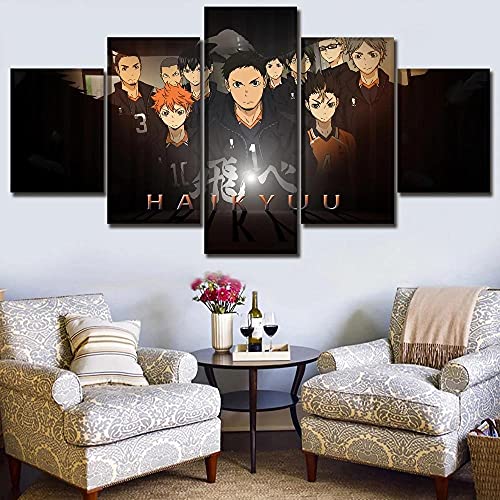 MPPSU Haikyuu Anime Charakter Poster Wanddekoration Wohnzimmer Leinwandbild Jugendzimmer Poster Set Modern 5 Teiliges Wandbild Bedroom Decor XXL Bilder Mit Rahmen 100 * 50cm von MPPSU
