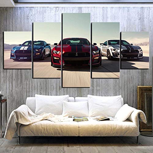 MPPSU Luxus-Auto-Poster Wanddekoration Wohnzimmer Leinwandbild Jugendzimmer Poster Set Modern 5 Teiliges Wandbild Bedroom Decor XXL Bilder Mit Rahmen 100 * 50cm von MPPSU