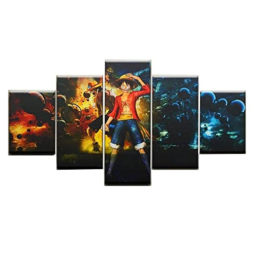 MPPSU One Piece Anime Poster Kunstdrucke Modular Wandkunst Modern Wanddekoration Wandbilder Wohnzimmer Leinwandbild 5 Teiliges Poster Set XXL Bilder Kreatives Geschenk Mit Rahmen 150 * 80cm von MPPSU