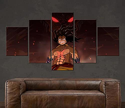 MPPSU One Piece Anime Poster Kunstdrucke Modular Wandkunst Modern Wanddekoration Wandbilder Wohnzimmer Leinwandbild 5 Teiliges Poster Set XXL Bilder Kreatives Geschenk Mit Rahmen 150 * 80cm von MPPSU