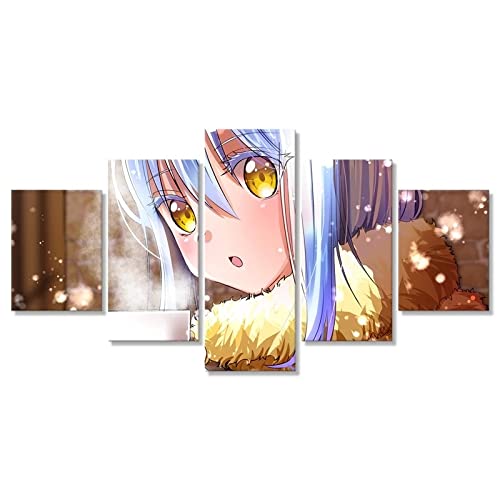 MPPSU Rimuru Tempest Anime Poster Kunstdrucke Modular Wandkunst Modern Wanddekoration Wandbilder Wohnzimmer Leinwandbild 5 Teiliges Poster Set XXL Bilder Kreatives Geschenk Mit Rahmen 100 * 50cm von MPPSU