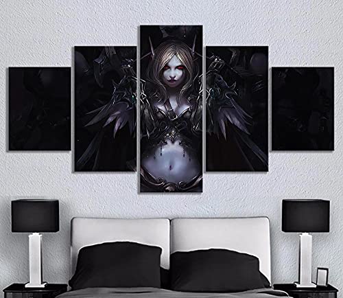 MPPSU Spielheld-Charakter Sylvanas-Windrunner Wanddekoration Wohnzimmer Leinwandbild Jugendzimmer Poster Set Modern 5 Teiliges Wandbild Bedroom Decor XXL Bilder Mit Rahmen 100 * 50cm von MPPSU