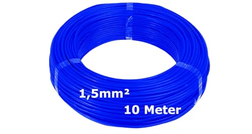 H07V-K Verdrahtungsleitung 1,5mm² Blau - 10 Meter - feindrähtig Litze Kabel Leitung 1.5mm² 1 5mm2 von MPS-Contact