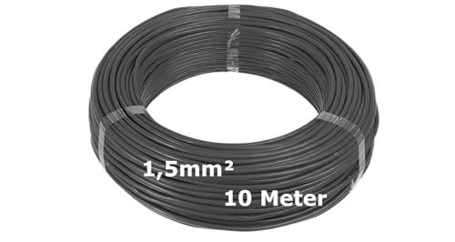 H07V-K Verdrahtungsleitung 1,5mm² schwarz - 10 Meter - feindrähtig Litze Kabel Leitung 1.5mm² 1 5mm2 von MPS-Contact