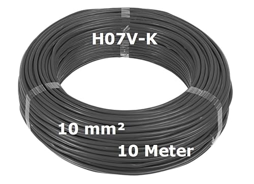 H07V-K Verdrahtungsleitung 10mm² Schwarz - 10 Meter - feindrähtig Litze Kabel Leitung 10mm² 10mm2 von MPS-Contact