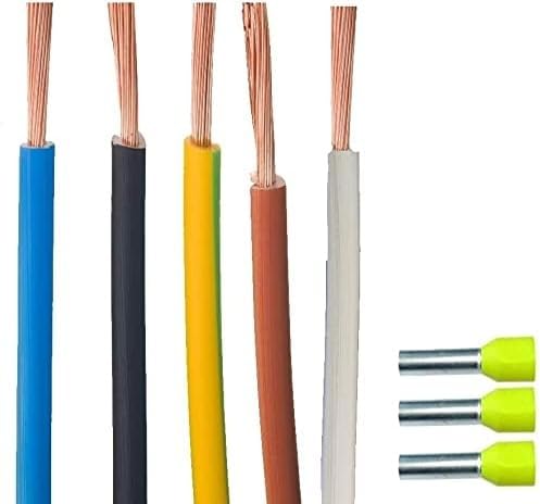 Verdrahtungsleitung Set 6mm² - 5 x 2 Meter - H07V-K feindrähtig mit 25 Aderendhülsen Verdrahtungssatz Einzelader Elektroverteilung von MPS-Contact