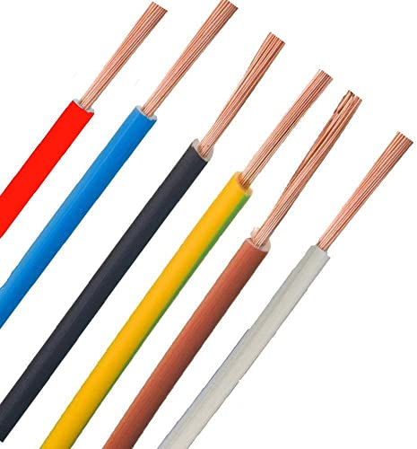 Verdrahtungssatz Einzelader H07V-K 1,5mm² - Schwarz Braun Grau Grün-Gelb Blau Rot - 6 x 1 Meter Litze Draht Set von MPS-Contact