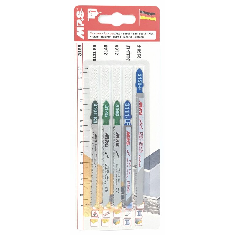 MPS Sortiment Stichsägeblatter Profi-Line universal Holz, Kunststoffe, Metalle - 5er Set von MPS Sägen GmbH
