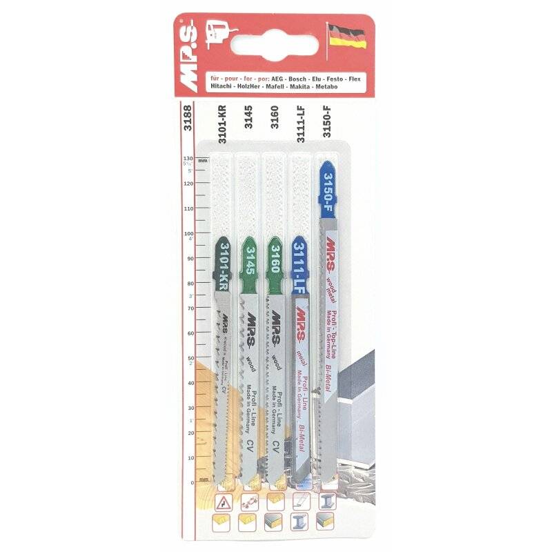 MPS Sortiment Stichsägeblatter Profi-Line universal Holz, Kunststoffe, Metalle - 5er Set von MPS Sägen GmbH