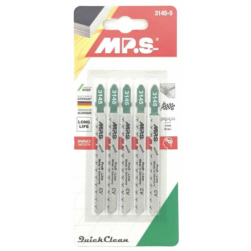 MPS Stichsägeblatt Profi-Line gerade saubere Schnitte in Holz/Kunststoff bis 30mm - 5 Stück von MPS Sägen GmbH