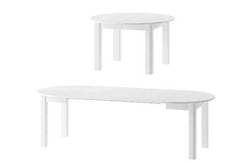 MPS Möbel praktisch Tisch INDUS 105x76x105 cm cm Esstisch mit ausziehbarer Tischplatte auf 240 cm ausziehbar Küchentisch Esszimmertisch Ausziehtisch (Weiß Matt) von MPS