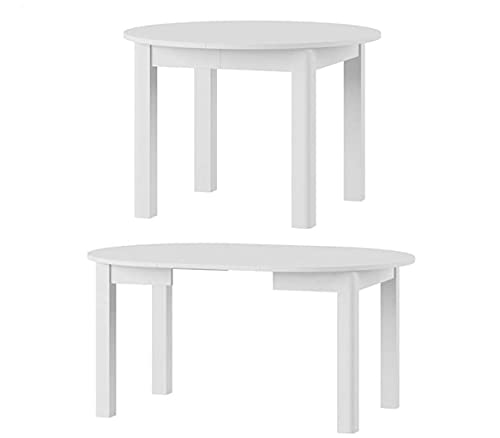 MPS praktisch Tisch Uran 110x110 cm Küchentisch Esszimmertisch Esstisch Wohnzimmer Rundtisch 160x110x76 4 Tischfüße Ausziehtisch ausziehbarer Tisch modern (Weiße Matt) von MPS