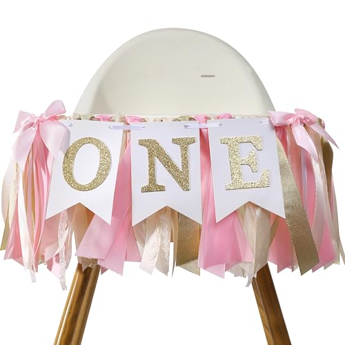 Hochstuhl-Banner in Blush Pink und Gold – Blush Pink Party Dekorationen, Mädchen 1. Geburtstag, Hochstuhl-Banner, 1. Geburtstag, Hochstuhl-Banner, 1. Foto-Requisite, Cake Smash von MPTISON