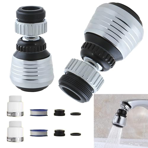 2 Stück Wasserhahn Verlängerung,Flexibler Wasserhahn,Luftsprudler,360°Wasserhahn Einsatz,Drehbarer Wasserhahn Aufsätze,6cm Wasserhahn Sprudler für Wasserhahn,für Badezimmer, Küchenwasserhahn von MPXEAVG