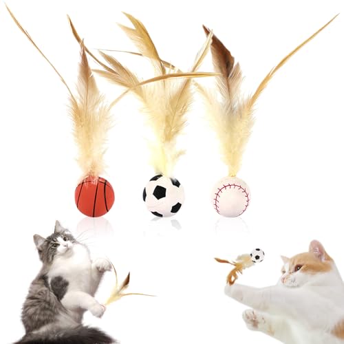 MPXEAVG Federball -Katzenspielzeug, 5 Stücke Hüpfball mit Feder, Katzenfederkugeln, Interaktive Katzen -Shuttlecocks, Hühnerfeder Elastic Ball Haustier Spielzeug für Katzenhund MPXEAVG Federball -Katzenspielzeug, 5 Stücke Hüpfball mit Feder, Katzenfederkugeln, Interaktive Katzen -Shuttlecocks, Hühnerfeder Elastic Ball Haustier Spielzeug für Katzenhund von MPXEAVG