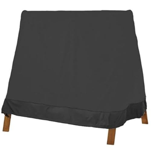 Hollywoodschaukel Abdeckung Spitzdach, 210D Oxford Gewebe mit Schnallen und Kordelzug, Wasserdicht, Winddicht, UV-Beständiges, Gilt für GartenSchaukel(Black,216 * 140 * 170cm) von MPYEKP