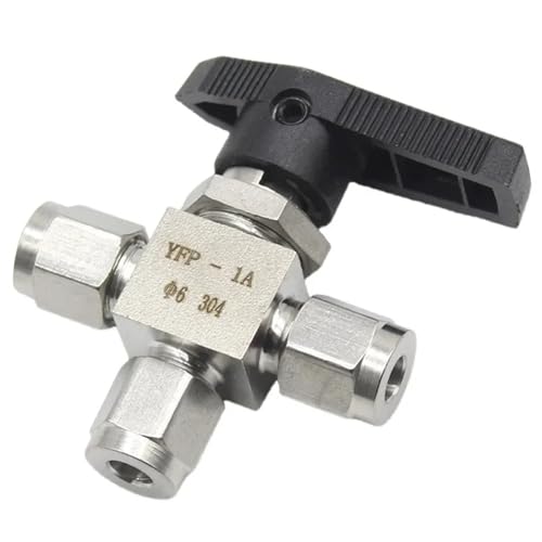 304 Edelstahl Kompression 3 Weg T T Kugelhahn 1/8'' 1/4'' 3/8'' 1/2'' 3/4'' Rohr OD SS304(1/8") von MPYJDTOI