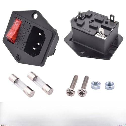 AC-01A-1 Elektrische Steckdose 250V KCD3 Wippschalter Messing 10A Einlassstecker Computermontage mit Sicherung(20PCS) von MPYJDTOI